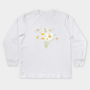 white little daisy bouquet flower watercolor Kids Long Sleeve T-Shirt